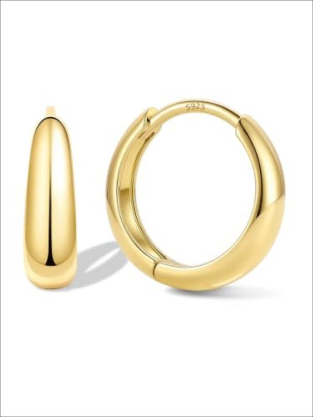 Hypoallergenic 14K Gold Plated Huggie Hoop Earrings with 925 Sterling Silver